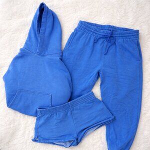Aritzia TNA Cozy Fleece 3pc Set Hoodie Sweatpants Shorts